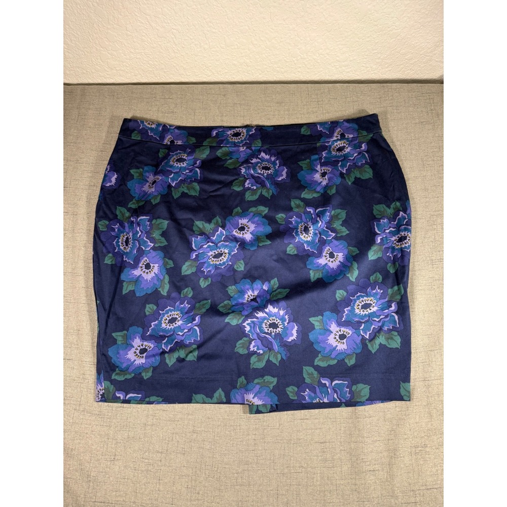 Gap Womens Navy Blue Purple Floral Pencil Skirt Size 18 Hidden Zipper